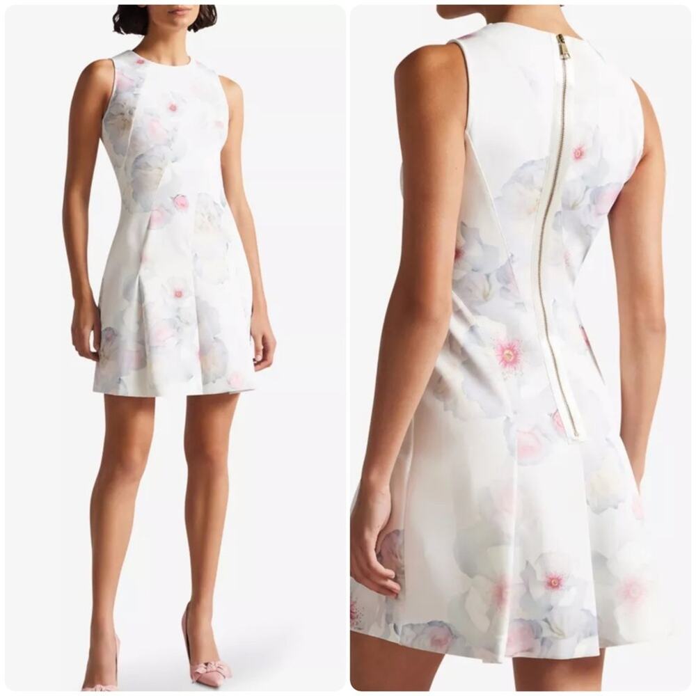 Ted Baker Puxie Floral Sleeveless Neoprene Skater Dress